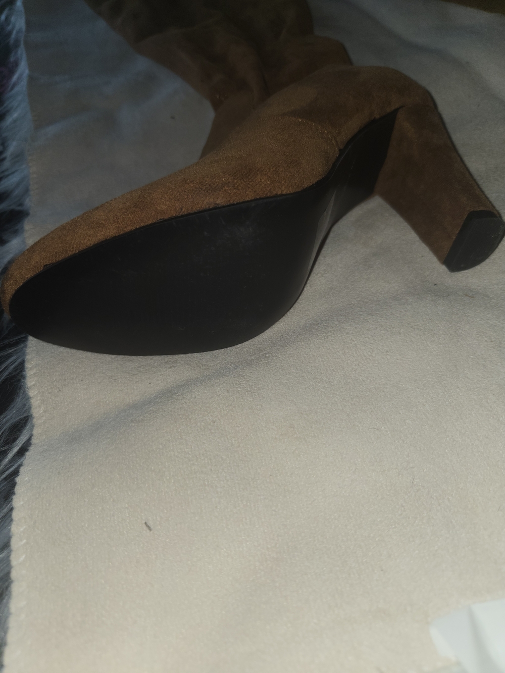 Vepose Chestnut Brown Suede Over-the-Knee Heeled Boots - Picture 5 of 7